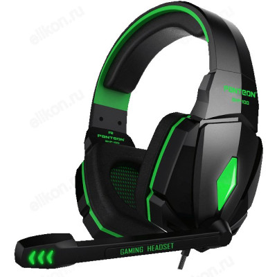 Проводные наушники Panteon GHP-100, черный/зеленый-1