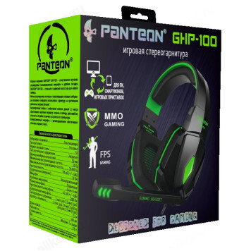 Проводные наушники Panteon GHP-100, черный/зеленый-3