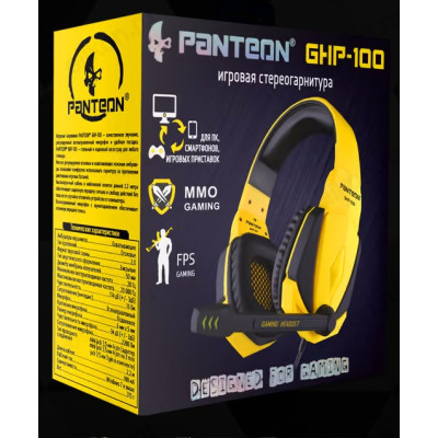 Проводные наушники Panteon GHP-100, черный/желтый-1