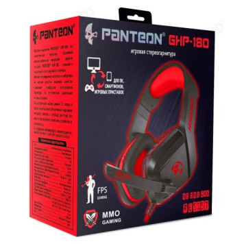 Гарнитура проводная накладная игровая  Panteon GHP-180 черно-красная-1