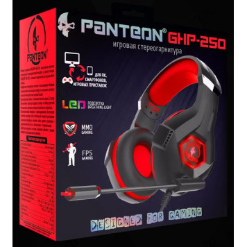 Гарнитура проводная накладная игровая  Panteon GHP-250 черно-красная-1