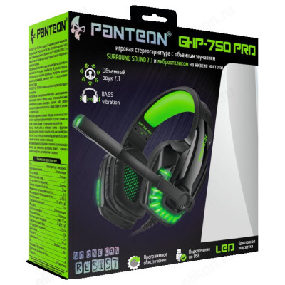 Проводные наушники Panteon GHP-750 PRO черный/зеленый-2