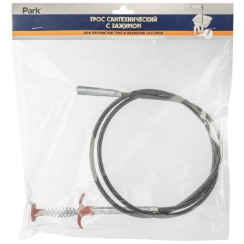 Трос сантехнический с зажимом для прочистки труб и удаления засоров 160см PARK ECOS 105033-5