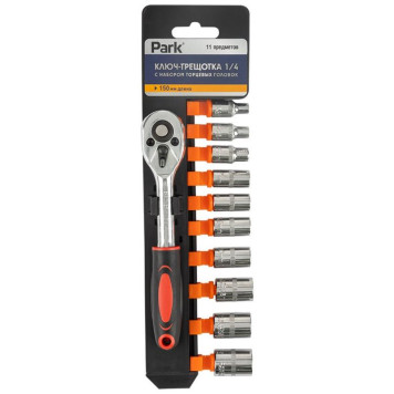 Ключ-трещотка 1/4 + торцевые головки PARK ECOS 105063-2