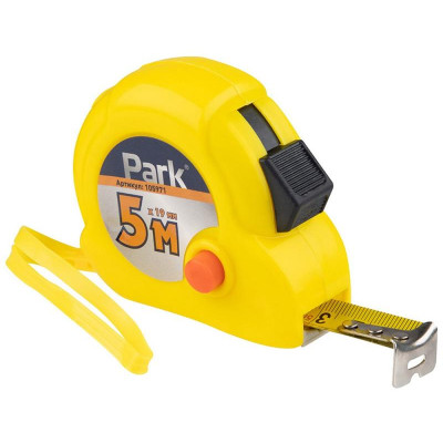 Рулетка с фиксатором пластиковый корпус, 5мх19мм PARK ECOS 105971