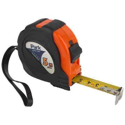 Рулетка с фиксатором прорезиненный корпус, 5м х 19мм PARK ECOS 105973-2