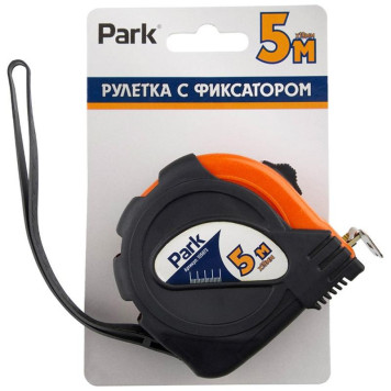 Рулетка с фиксатором прорезиненный корпус, 5м х 19мм PARK ECOS 105973-4