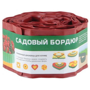 Бордюр для газонов, грядок (С) H=10 cm, L=9 m красный PARK ECOS 256007