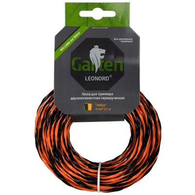 Леска для триммеров двухкомпонентная перекрученная ' Зебра' 3.0мм, 15м, квадрат PARK ECOS 990647-4