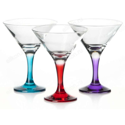Набор бокалов цветная ножка ЭНЖОЙ 3шт 190мл 96180ВD мартини