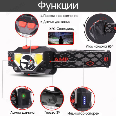 Фонарь налобный Патриот PT-FLG25 аккумуляторный-2