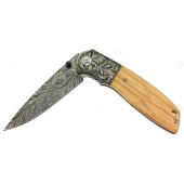 Нож Патриот PT-TRK90-1 Коричневый+узор, складной (9/22см)