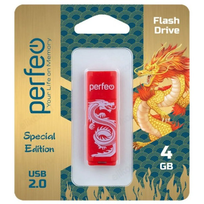 Память USB   4GB Perfeo C04 Red Dragon