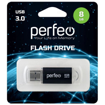 Память USB   8GB Perfeo C14 Black metal series