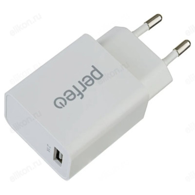 Зарядка сетевая Perfeo I4619 2USB, белый