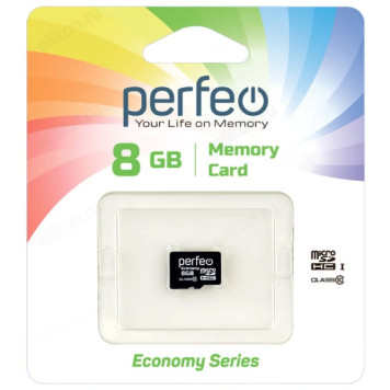 Карта MicroSD   8GB Perfeo High-Capacity (Class 4) без адаптера