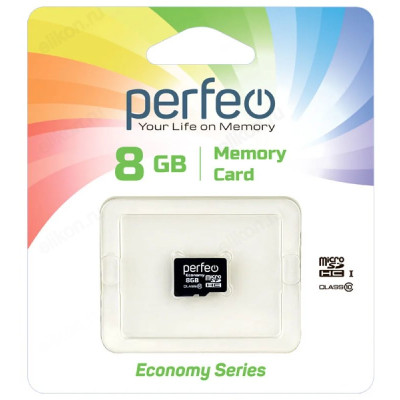 Карта MicroSD   8GB Perfeo High-Capacity (Class 4) без адаптера