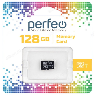 Карта MicroSD 128GB Perfeo High-Capacity (Class 10) UHS-1 без адаптера