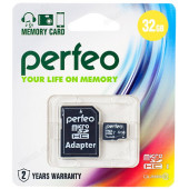 Карта MicroSD 32GB Perfeo Class10+адаптер Карта MicroSD 32GB Perfeo Class10+адаптер