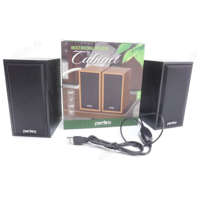 Акустика 2.0,  6W, Perfeo Cabinet, PF_A4327-3