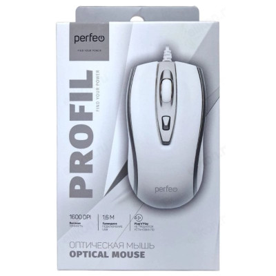 Мышь Perfeo оптическая PROFIL PF_4931 бел-сер-1