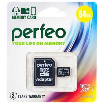 Карта MicroSDXC Perfeo 64GB High-Capacity (Class 10) UHS-1