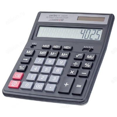 Калькулятор Perfeo PF A4025, бухгалтерский, 12-разр., черный