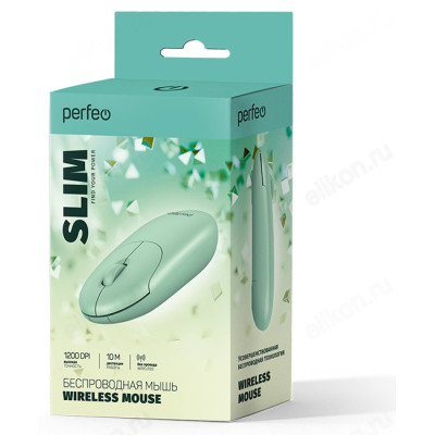 Мышь Perfeo оптическая  SLIM зеленая-3