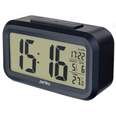 Часы-метеостанция Perfeo Snuz PF-S2166, пластик, черные