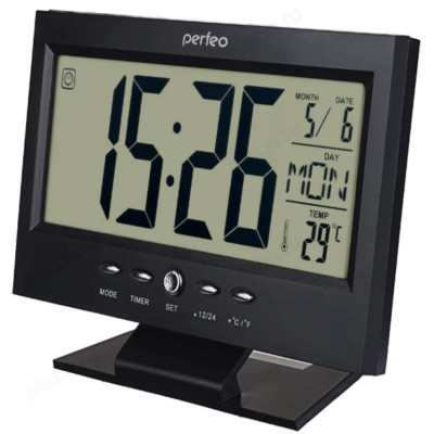 Часы-метеостанция Perfeo Set PF-S2618, пластик, черные