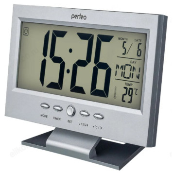 Часы-метеостанция Perfeo Set PF-S2618, пластик, серебристые
