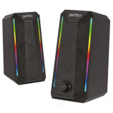 Акустика 2.0, 6W, (2х3 Вт), Perfeo "CIRCUS" USB, Game Design, RGB подсветка 7 режимов,черная
