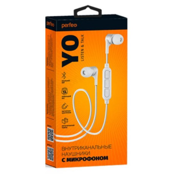 Беспроводные наушники Perfeo Yo, белый-1