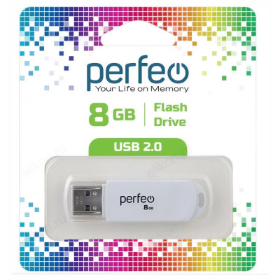Память USB 8GB Perfeo C03 White PF-C03W008