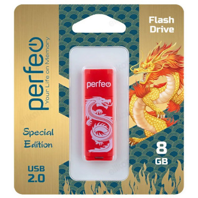 Память USB 8GB Perfeo C04 Red Dragon PF-C04RD008