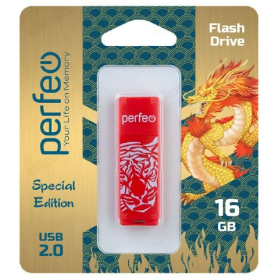 Память USB  16GB Perfeo C04 Red Tiger