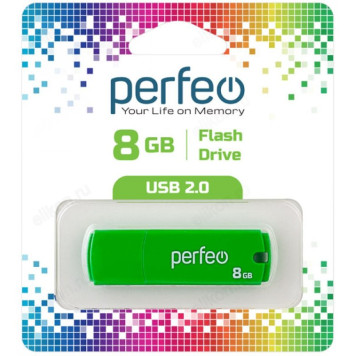 Память USB 8GB Perfeo C05 Green PF_C05G008