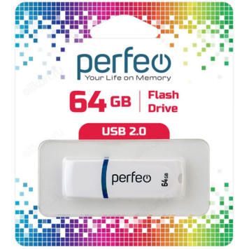 Память USB  64GB Perfeo C09 White