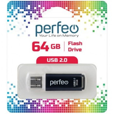 Память USB  64GB 3.0 Perfeo C13 Black