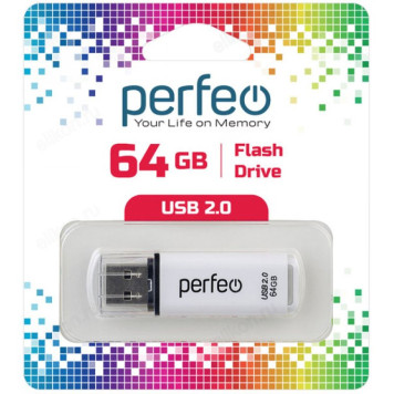 Память USB  64GB 3.0 Perfeo C13 White