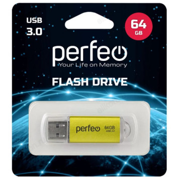 Память USB  64GB 3.0 Perfeo C14 Gold
