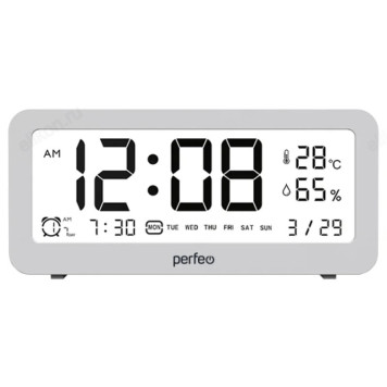 Часы-метеостанция Perfeo Brisa PF-S8827, пластик, серебристые