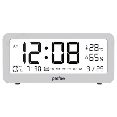 Часы-метеостанция Perfeo Brisa PF-S8827, пластик, серебристые