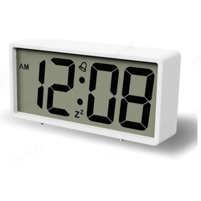 Часы настольные Perfeo Tablo PF-S6118, пластик, белые