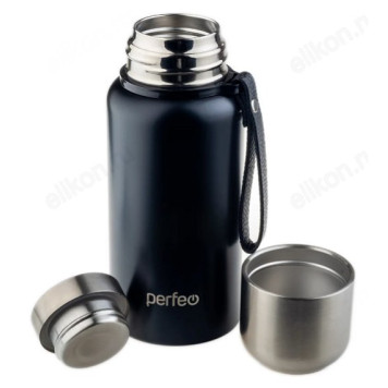 Термос PERFEO (PF_C3704) 0,5 л., черный, для напитков с глухой пробкой, ситечком, ремешком-1