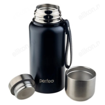Термос PERFEO (PF_C3704) 0,5 л., черный, для напитков с глухой пробкой, ситечком, ремешком-1