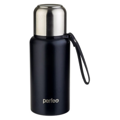 Термос PERFEO (PF_C3704) 0,5 л., черный, для напитков с глухой пробкой, ситечком, ремешком