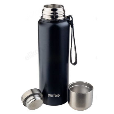 Термос PERFEO (PF_C3705) 0,8 л., черный, для напитков с глухой пробкой, ситечком, ремешком-3