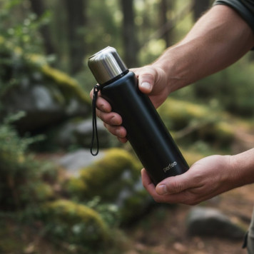 Термос PERFEO (PF_C3705) 0,8 л., черный, для напитков с глухой пробкой, ситечком, ремешком-5