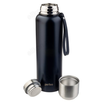Термос PERFEO (PF_C3707) 1 л., черный, для напитков с глухой пробкой, ситечком, ремешком-3